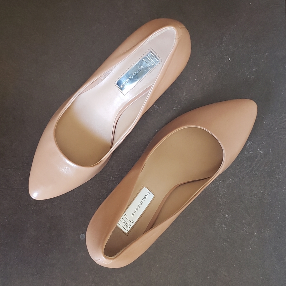 Beige Nude Leather Heels 7.5